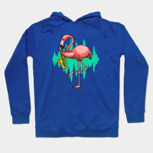 Flamingo playing Saxophone Hoodie